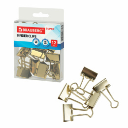 BRAUBERG EXTRA қағаз қыстырғыштары, 12 дана, 19 мм, 60 л, алтын, Еуро суспензия, 229586