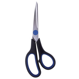 Ножницы BRAUBERG "Soft Grip", 190 мм, черно-синие, резиновые вставки, 3-сторонняя заточка, 230762