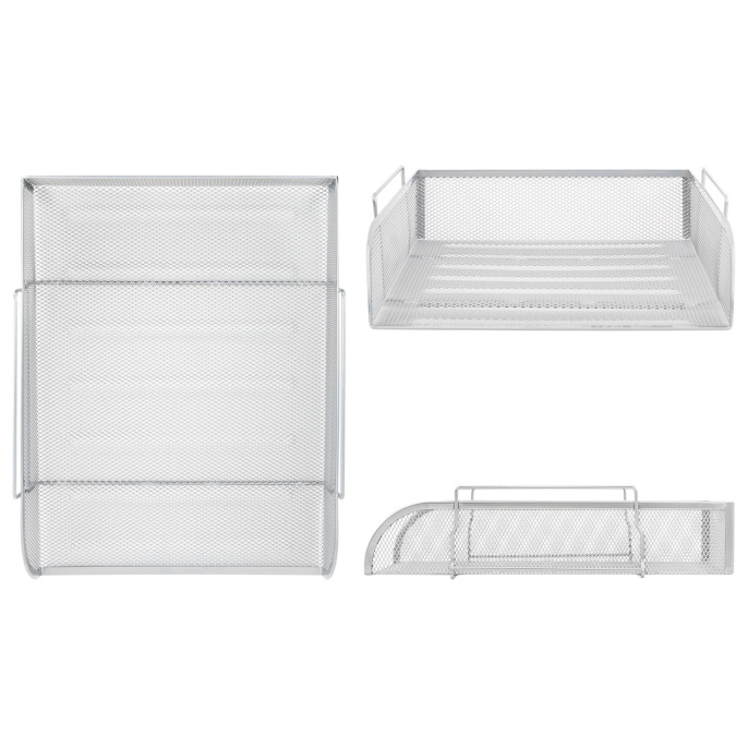 Лоток горизонтальный металлический для бумаг BRAUBERG "Germanium", А4 (260х337х77 мм), серебристый, 231955