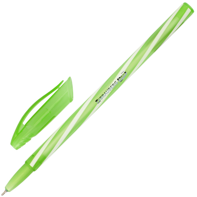 Ручка шариковая масляная BRAUBERG KIDS "TWIST", СИНЯЯ, корпус ассорти, пишущий узел 0,7 мм, линия письма 0,35 мм, 144104