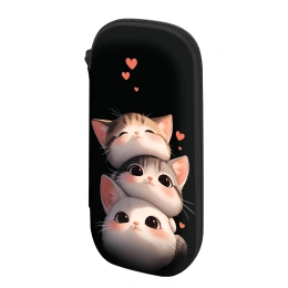 Пенал ЮНЛАНДИЯ, 1 отделение, карман, полиэстер / EVA, 22х10х5 см, "Fluffy cats", 274556