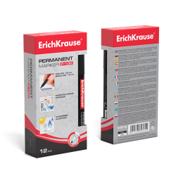 Перманентный маркер ErichKrause P-100, цвет чернил черный (в коробке по 12 шт.)