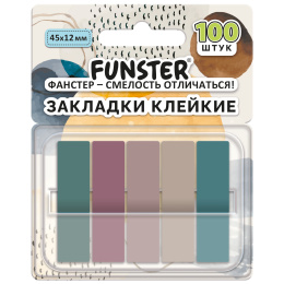 Бетбелгілер жабысқақ Z-FUNSTER (FUNSTER) "Моранди", 45х12 мм, 100 дана, (5 түсті х 20 парақ), диспенсерде, 116697