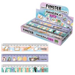 Линейка пластиковая 15 см, FUNSTER (ФАНСТЕР), "КОТЫ", ассорти, дисплей, 210918