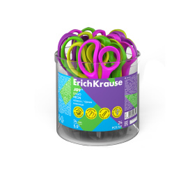 Ножницы ErichKrause JOY® Неон, эргономичные ручки, 14см, ассорти (в тубусе по 24 шт.)