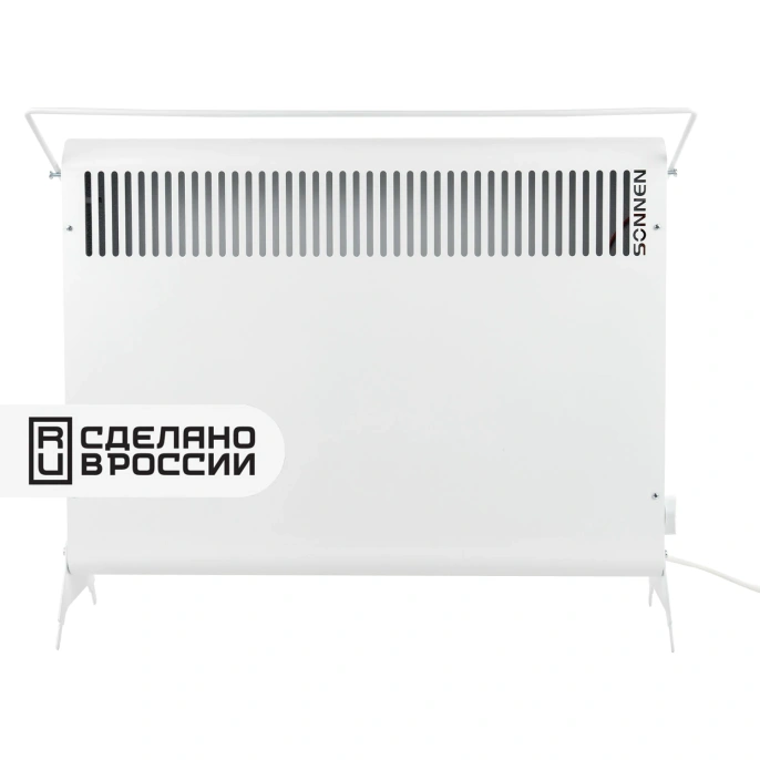 Обогреватель-конвектор SONNEN MINI-1500.2, 1500 Вт, вешалка, Х-образный нагревательный элемент, белый, сделано в России, 457631