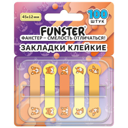 Бетбелгілер жабысқақ Z-FUNSTER (FUNSTER) "Корги", 45х12 мм, 100 дана, (5 түсті х 20 парақ), диспенсерде, 116695