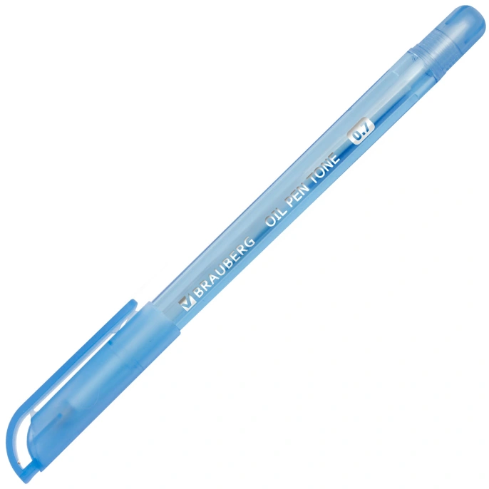 Ручка шариковая масляная BRAUBERG "OIL PEN TONE", СИНЯЯ, корпус тонированный, пишущий узел 0,7 мм, линия 0,35 мм, 142710