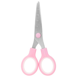 Ножницы BRAUBERG KIDS 130 мм, ручки розовые, закругленные лезвия с линейкой, 274063