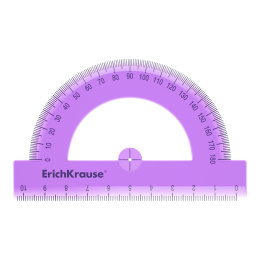 Транспортир пластиковый ErichKrause 180°/10см, ассорти (в коробке-дисплее по 20 шт)