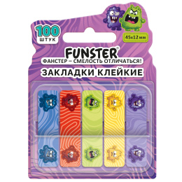 Бетбелгілер жабысқақ Z-FUNSTER (FUNSTER) "құбыжықтар", 45х12 мм, 100 дана, (5 түсті x 20 парақ), диспенсерде, 116701