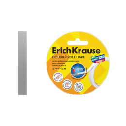 Двусторонняя клейкая лента ErichKrause 12ммх10м, прозрачный (в коробке-дисплее по 24 шт.)