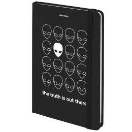 Блокнот с резинкой в клетку 96 л., А5, 145х203 мм, твердая обложка, BRAUBERG, "Aliens", 113722
