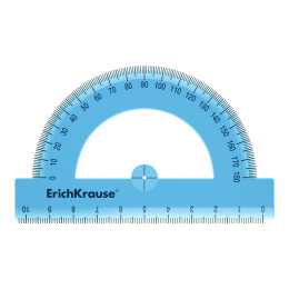 Транспортир пластиковый ErichKrause 180°/10см, ассорти (в коробке-дисплее по 20 шт)