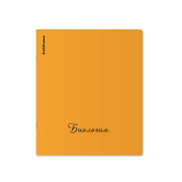 Тетрадь общая ученическая с пласт. обл. на скобе ErichKrause Неон, текстура песок, ассорти, Биология, 48 л., клетка