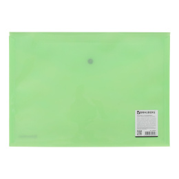 Папка-конверт с кнопкой BRAUBERG "Pastel", А4, до 100 листов, непрозрачная, мятная, 0,18 мм, 270477