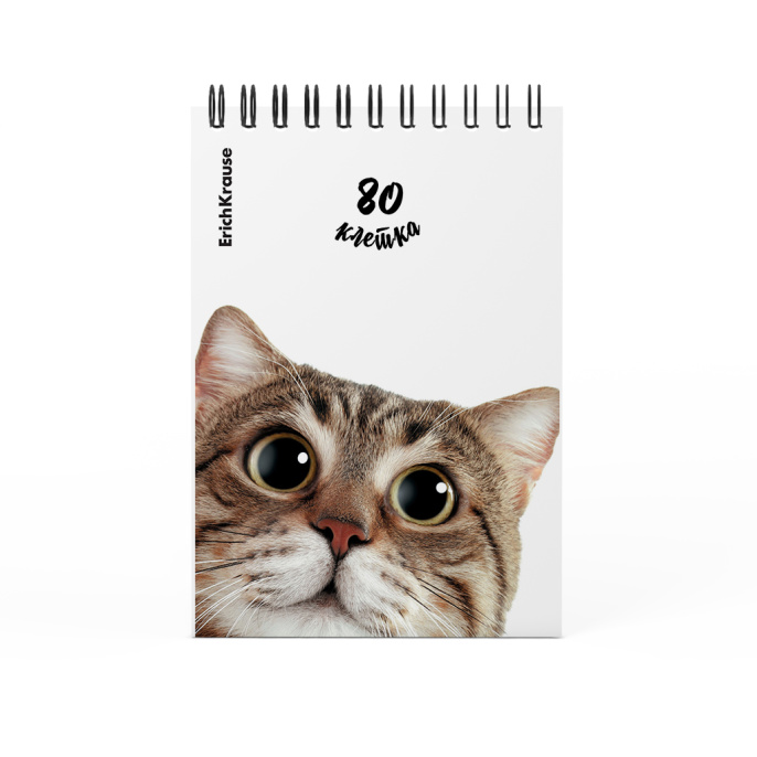 Блокнот на спирали ErichKrause Котики, А6, 80 л., клетка_МИКС