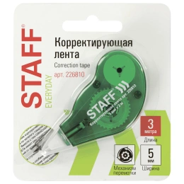 STAFF EVERYDAY түзету таспасы, 5мм х 3м, жасыл корпус, артқа айналдыру механизмі, блистер, 226810