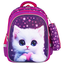 Brauberg kids mind рюкзактары, 2 бөлім, "Humble Cat", 40х28х18 см, 273176