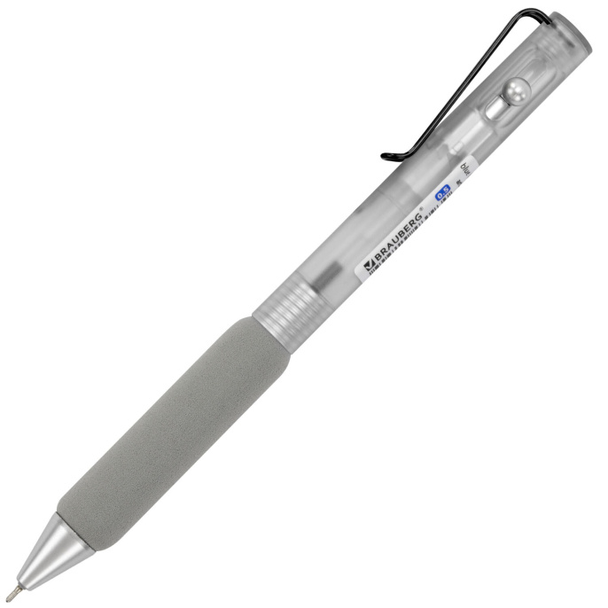 Ручка шариковая автоматическая С УЛЬТРАМЯГКИМ ГРИПОМ BRAUBERG "MAXI SOFT", СИНЯЯ, пишущий узел 0,5 мм, линия письма 0,35 мм, 144466