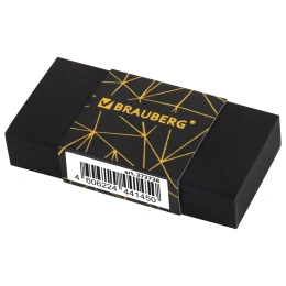 Ластик BRAUBERG "GOLDEN BLACK", 50х24х10 мм, прямоугольный, картонный держатель, экологичный ПВХ, ассорти, 272728