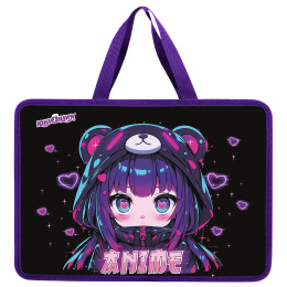 Папка на молнии с ручками ЮНЛАНДИЯ А4, 1 отделение, пластик, 80 мм, "Anime fan", 273362