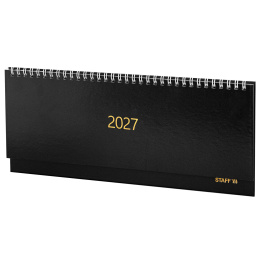 Планинг күні 2027 300x130 мм, STAFF, тарақ, бумвинил мұқабасы, 64 парақ, қара, 117859
