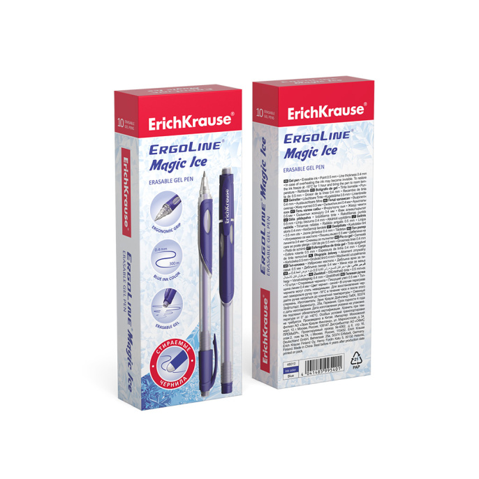 Ручка гелевая сo стираемыми чернилами ErichKrause ErgoLine® Магия Льда с эргономичным хватом 0.5, цвет чернил синий (в коробке по 10 шт.)