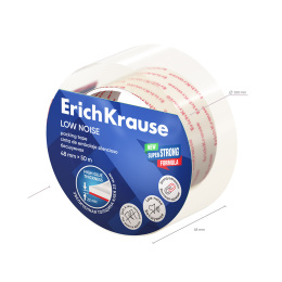 Клейкая лента упаковочная ErichKrause Бесшумная, 48ммх50м, повышенная прозрачность (в пленке по 1шт.)
