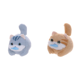 Игрушка пищалка мягкая заводная "Кот с рыбой", 7,5 см, ассорти 2 цвета, WOOZOO (ВУЗУ), 666194