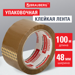 Клейкая лента упаковочная, 48 мм х 100 м, КОРИЧНЕВАЯ, толщина 45 микрон, BRAUBERG, 221688