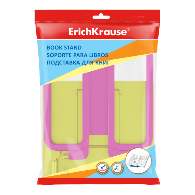 Подставка для книг пластиковая ErichKrause Непрозрачный неон, желтый с розовым