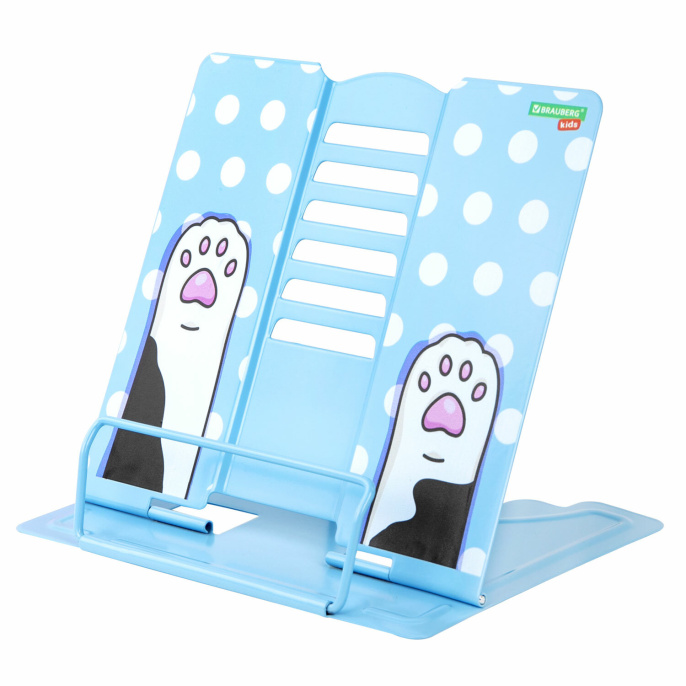 Подставка для книг и учебников большая BRAUBERG KIDS "Lil Paws", регулируемый угол наклона, металлическая, 238053
