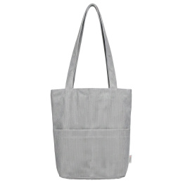 Сумка шоппер HEIKKI (ХЕЙКИ), вельвет, 2 кармана, подкладка, 36х36х10 см, Gray, 274654