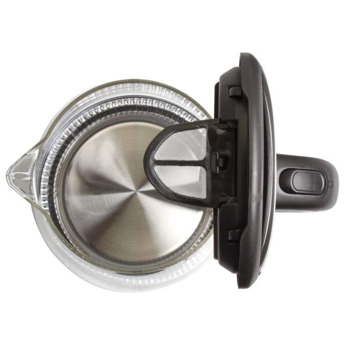SONNEN KT-1788 шәйнегі, 1,7 л, 2200 Вт, жабық қыздыру элементі, шыны, қара, артқы жарық, 454349