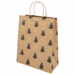 Пакет подарочный НАБОР 4 штуки новогодний 26x13x32 см, "Kraft Large", ЗОЛОТАЯ СКАЗКА, 592133