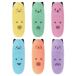 Mini brauberg Kids "CUTE Cats PASTEL" мәтін бөлгіші, пластикалық банкадағы АССОРТИ, 1-5 мм сызық, 152434.