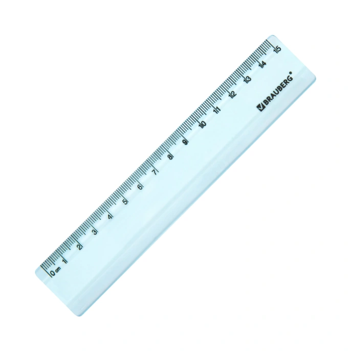 Линейка пластиковая 15 см BRAUBERG "PASTEL", тонированная, ассорти, 117012