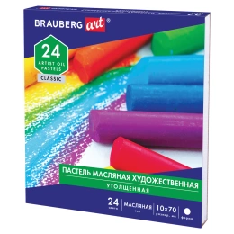 Пастель майлы өнер BRAUBERG ART CLASSIC, қалыңдатылған, 24 түсті, дөңгелек қима, 181452