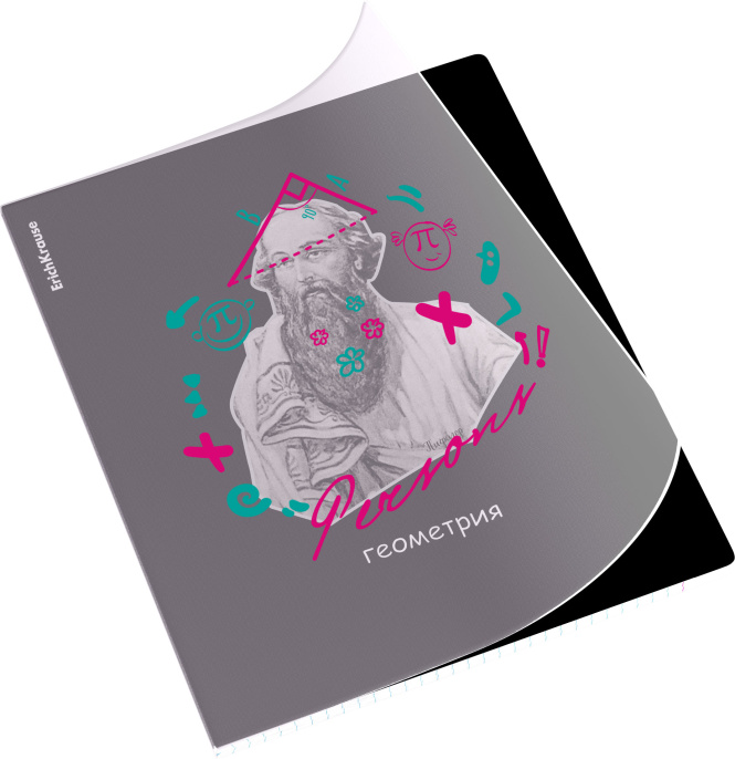 Тетрадь общая ученическая с пласт. обл. на скобе ErichKrause Знаковые фигуры, текстура апельсин, Геометрия, 48 л., клетка