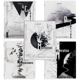 Тетради ДЭК А5 48 л. КОМПЛЕКТ 5 шт. BRAUBERG скоба, клетка, матовая ламинация, BLACK&WHITE, 404963