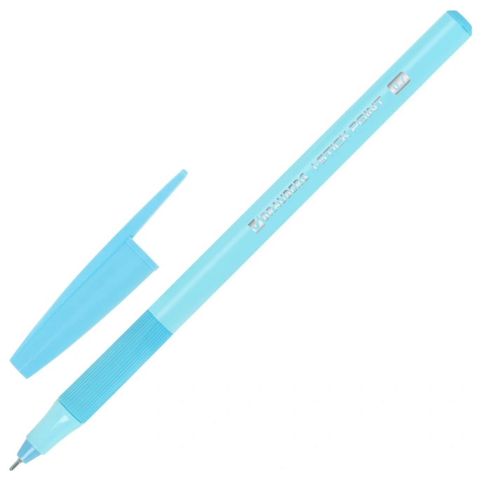 Ручка шариковая с грипом BRAUBERG "i-STICK POINT PASTEL", СИНЯЯ, корпус ассорти, игольчатый узел 0,7 мм, линия письма 0,35 мм, 144023