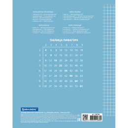 Тетрадь 12 л. BRAUBERG ЭКО "5-КА", клетка, обложка картон 170 г/м2, СИНЯЯ, 104760