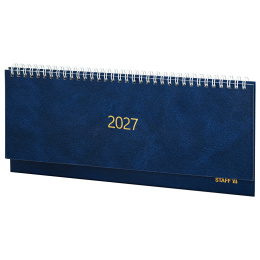 Планинг күні 2027 300x130 мм, STAFF, тарақ, бумвинил мұқабасы, 64 парақ, көк, 117858