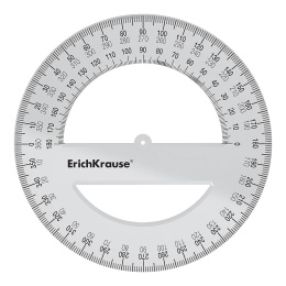 Транспортир пластиковый ErichKrause Прозрачность, 360°/12см, прозрачный (в коробке-дисплее по 20 шт)