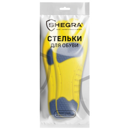 Стельки для обуви с ПЯТОЧНЫМ АМОРТИЗАТОРОМ, материал PU PRO, размер RU 41-44 / EU 42-45, с линиями выреза, SHEGRA (ШЕГРА), 700770