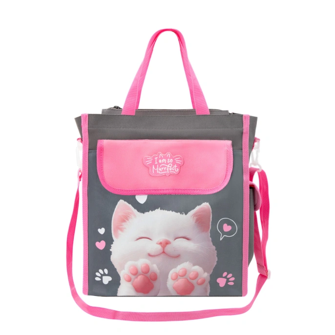Сумка-шоппер BRAUBERG KIDS для дополнительных занятий, с дополнительными карманами, "Purr cat", 274651