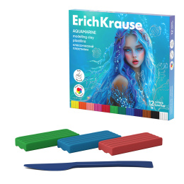Пластилин классикалық ErichKrause аквамарин стегі бар 12 түсті, 180 г (қорапта 12 дана)