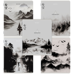 Тетради ДЭК А5 48 л. КОМПЛЕКТ 5 шт. BRAUBERG скоба, клетка, матовая ламинация, CALM NATURE, 404951