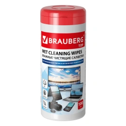 Brauberg top, Tuba 100 дана барлық типтегі және оптикалық экрандарға арналған майлықтар, дымқыл, 513812